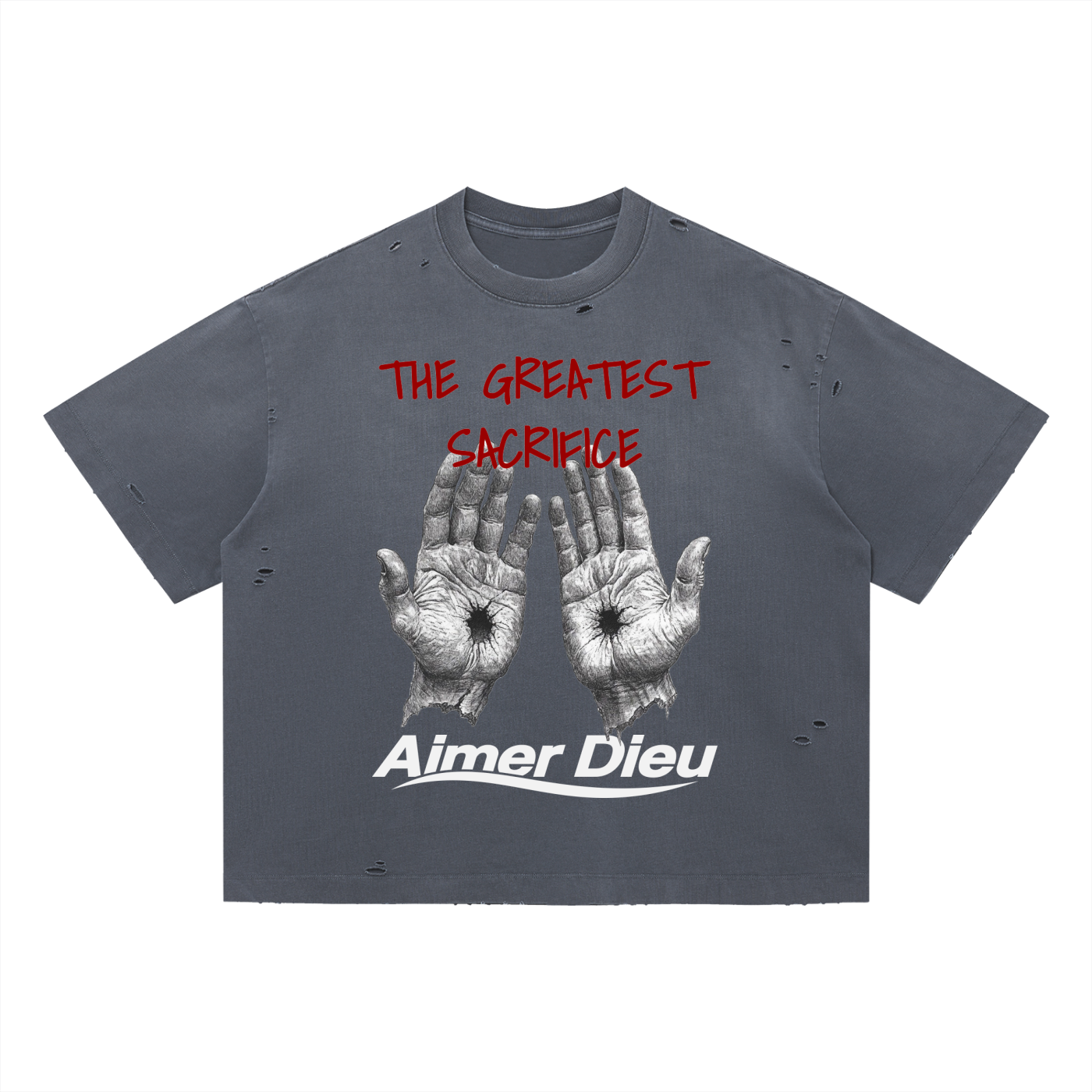 The Greatest Sacrifice Distressed Boxy Oversized T-Shirt