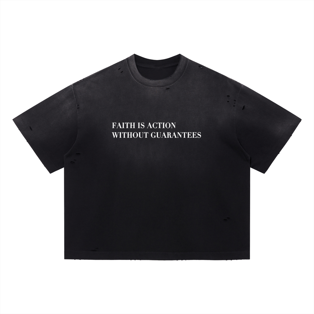 What Is Faith Distressed Boxy Oversized T-Shirt