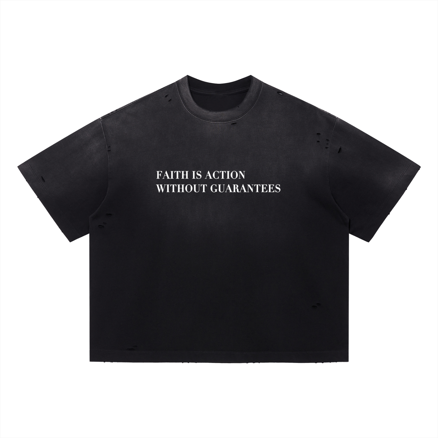 What Is Faith Distressed Boxy Oversized T-Shirt